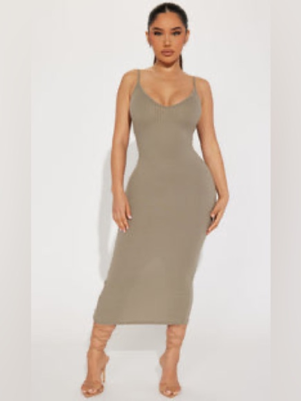 Olive ribbed Fashion Nova Dress